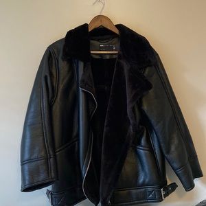 BLACK LEATHER MOTO JACKET